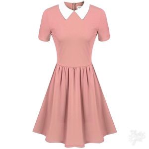 Stranger Things Pink Short Sleeve Peter Pan Dress